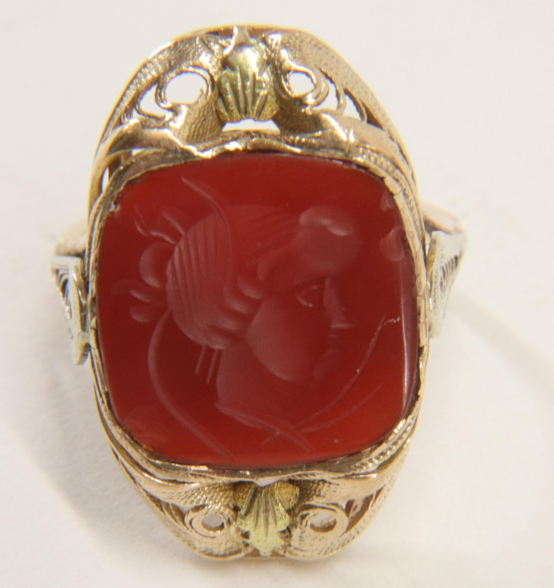 5US-10US Carved Stone Rings Orange and White Carnelian Agate Solid Sto -  Lovfor