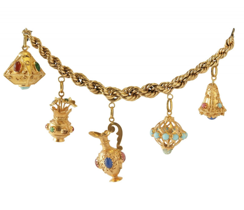 Antique 14k Yellow Gold Multi Charm Loaded Charm Bracelet 43, Estate  Jewelers