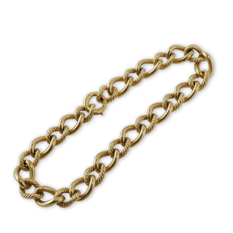 Lot - 18K YELLOW/WHITE GOLD DOUBLE ROPE CHAIN BRACELET